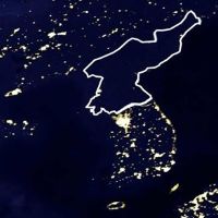 Arial view of North Korea at night