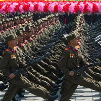 Soldiers on parade in N Korea