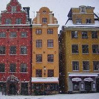 Stockholm houses in snow