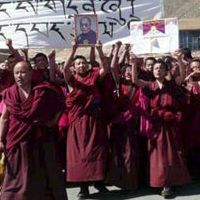 Protesting  monks, Tibet, China