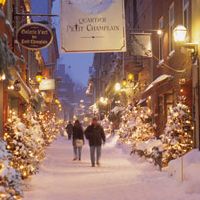 Snowy night in Old Town, Quebec City